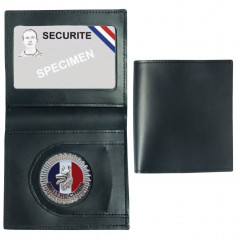 Porte-cartes cuir avec insigne Maître-Chien — format CB + billet