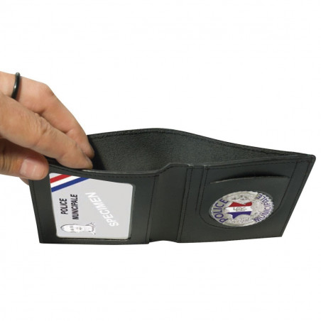 Porte-cartes cuir format CB — insigne Police Municipale