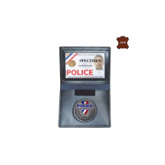 Porte-Carte Cuir Police / OPJ - Format CB - Médaille & N° Identification
