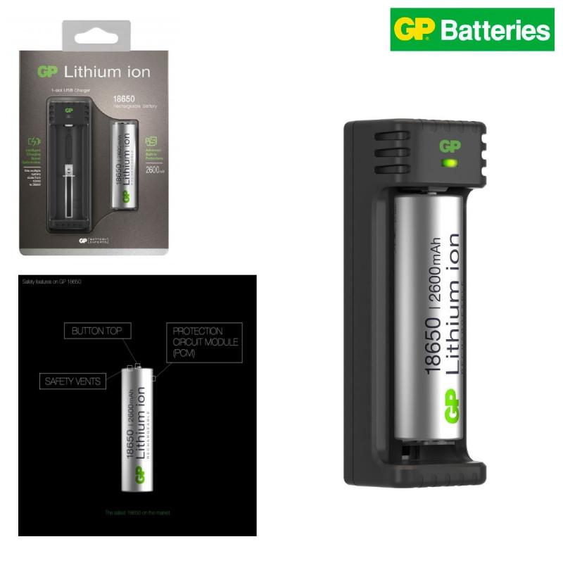 Chargeur USB Accumulateur Lithium-Ion | 1 Slot Chargeur USB Accumulateur Lithium-Ion | 1 Slot
