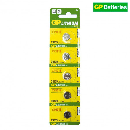 Pile bouton Lithium CR1216 | Lot de 5 | GP Batteries