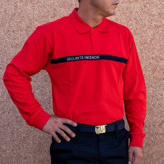 Polo rouge Sécurité Incendie manches longues – confortable & fonctionnel
