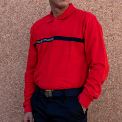 Polo rouge Sécurité Incendie manches longues