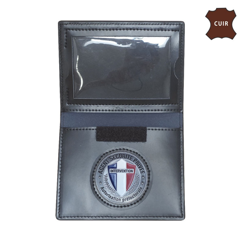 Porte-feuille Agent Sécurité Privée 2 volets + Navigo • Cuir Pro