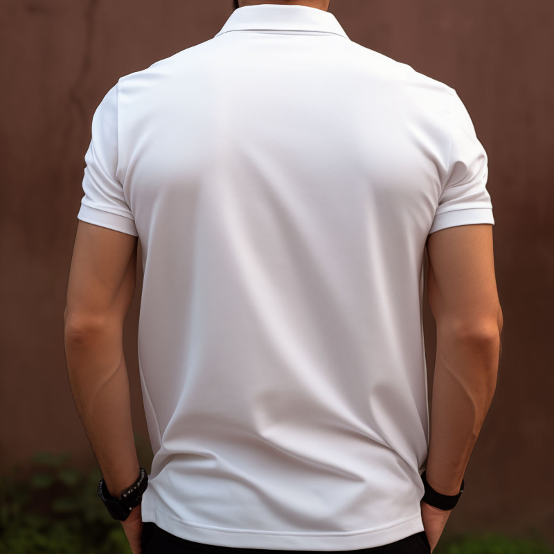 Polo coton manches courtes — basique unisexe – blanc / noir / bleu marine / vert armée Polo coton manches courtes — basique unisexe – blanc / noir / bleu marine / vert armée