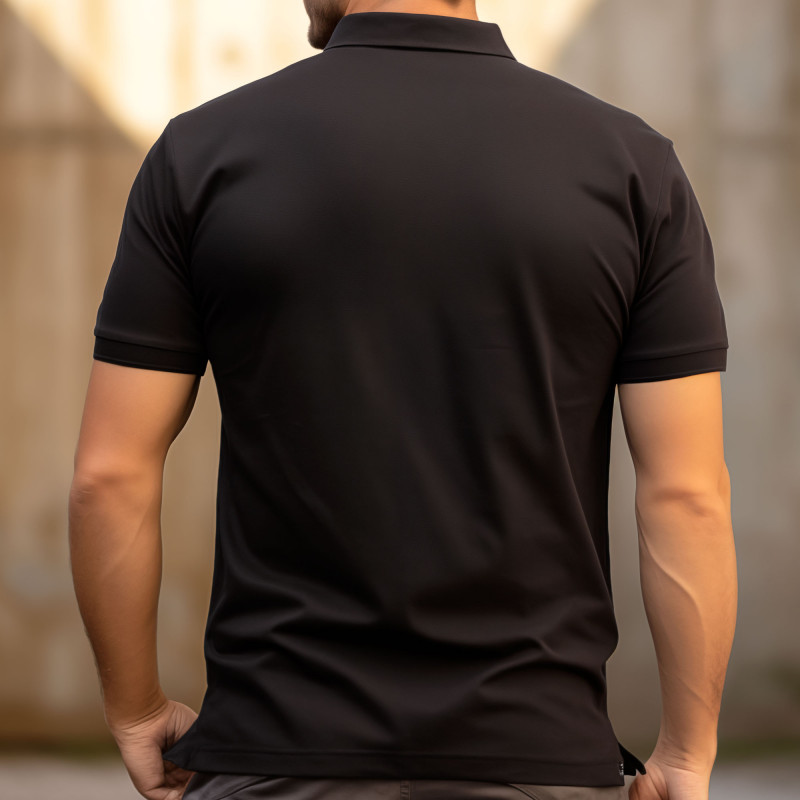 Polo coton manches courtes — basique unisexe – blanc / noir / bleu marine / vert armée Polo coton manches courtes — basique unisexe – blanc / noir / bleu marine / vert armée
