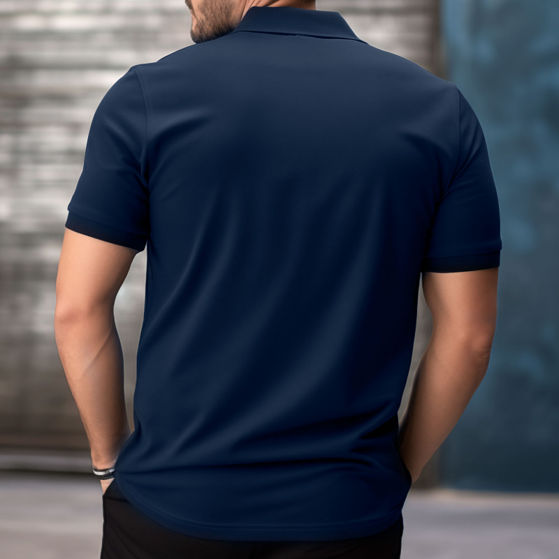 Polo coton manches courtes — basique unisexe – blanc / noir / bleu marine / vert armée Polo coton manches courtes — basique unisexe – blanc / noir / bleu marine / vert armée