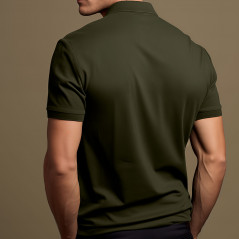 Polo coton manches courtes — coloris unis (blanc / noir / bleu marine / vert armée) Polo coton manches courtes — coloris unis (blanc / noir / bleu marine / vert armée)