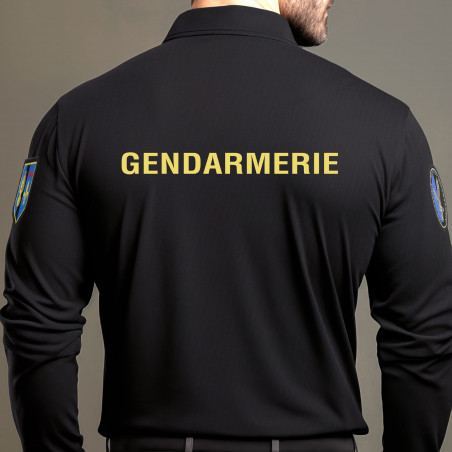 Polo Gendarmerie Mobile Noir Cooldry – Manches Longues