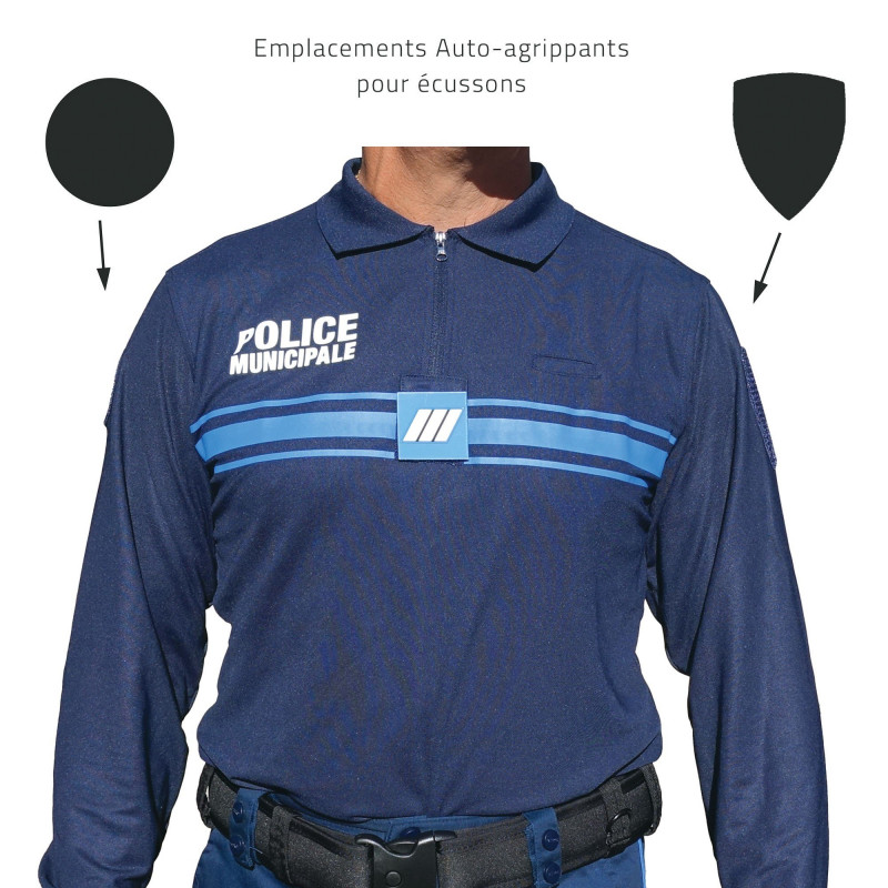 Polo Police Municipale manches longues Cooldry® Bleu-marine