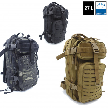 Sac à dos Assault Pack 27 L – Système MOLLE découpe laser, polyester 600D