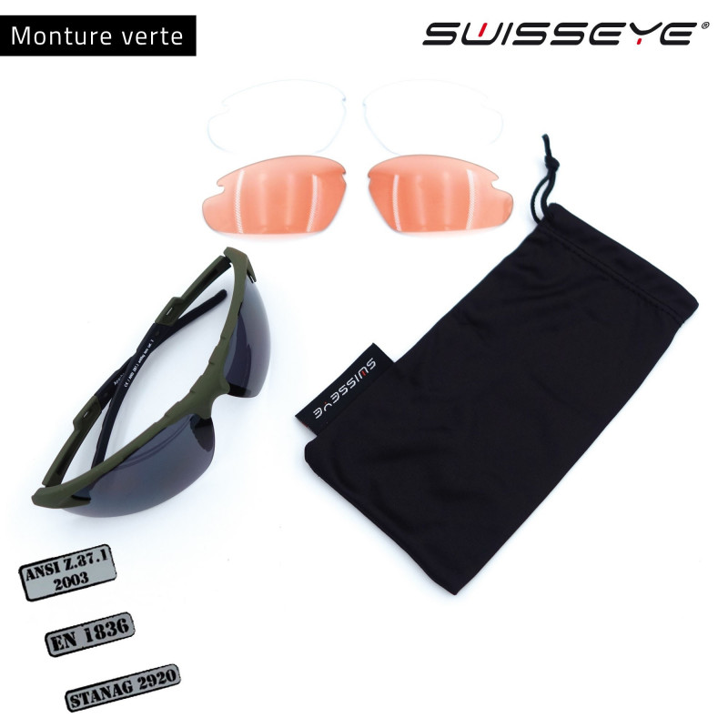 Lunettes balistiques SwissEye Apache – 3 verres interchangeables, protection UV 100 %, monture PC impact Lunettes balistiques SwissEye Apache – 3 verres interchangeables, protection UV 100 %, monture PC impact