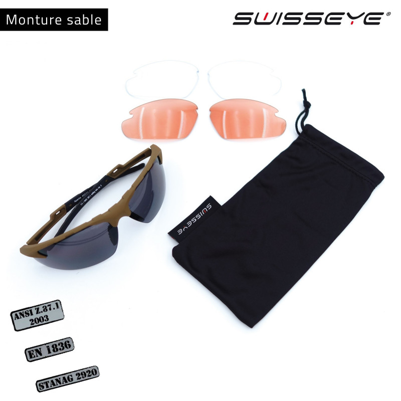Lunettes balistiques SwissEye Apache – 3 verres interchangeables, protection UV 100 %, monture PC impact Lunettes balistiques SwissEye Apache – 3 verres interchangeables, protection UV 100 %, monture PC impact