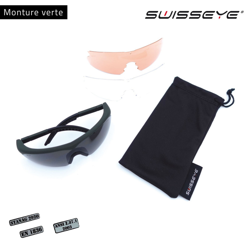 Lunettes balistiques SwissEye Raptor – protection UV + interchangeables verres