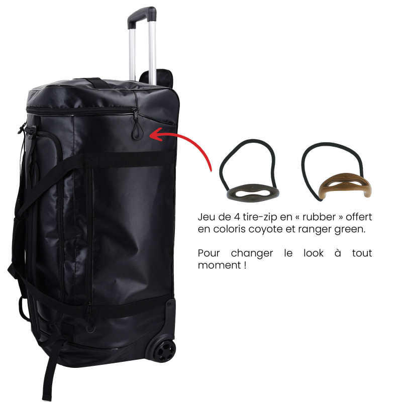 Sac trolley à roulettes 500 D Tarpaulin noir Opex 120 L – sac de voyage robuste