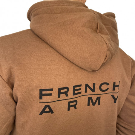 Sweat-shirt avec capuche et zip coyote FRENCH ARMY