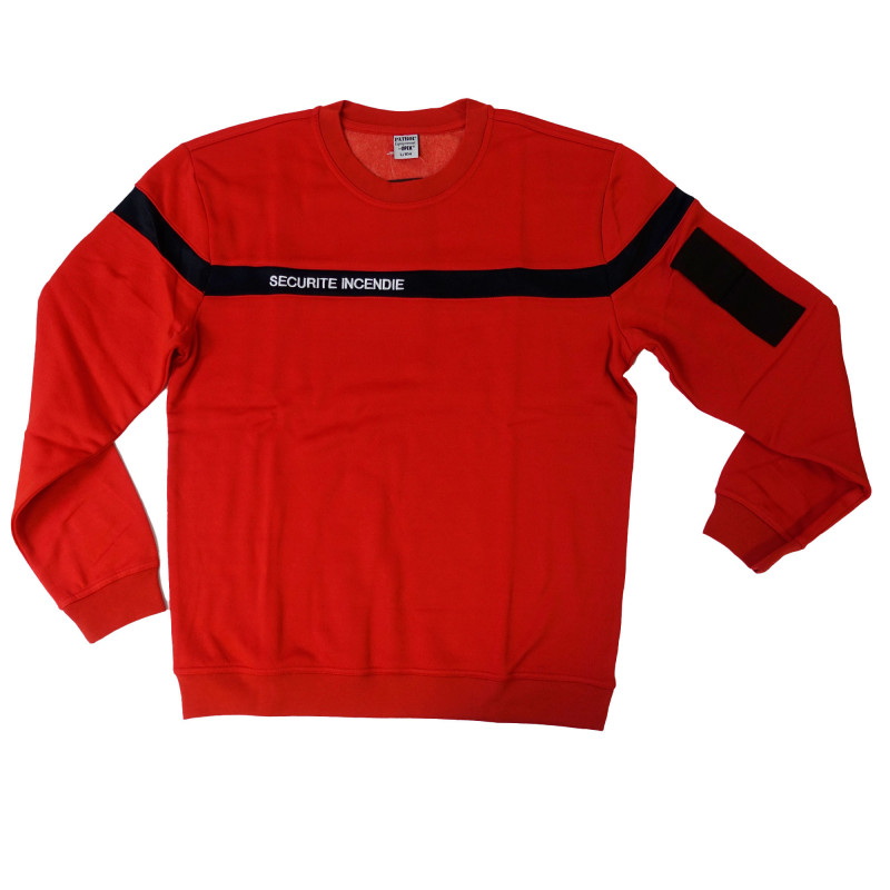 Sweat-shirt rouge Sécurité Incendie — manches longues, mix coton/polyester Sweat-shirt rouge Sécurité Incendie — manches longues, mix coton/polyester