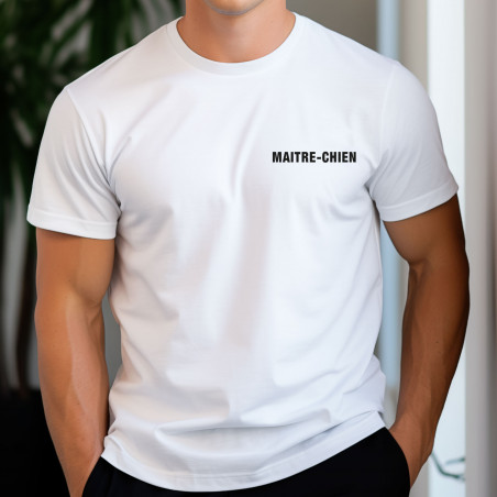 T-shirt blanc marquage Maître-chien – confortable & pratique
