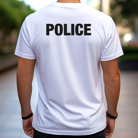 T-shirt blanc marquage Police – confortable & pratique