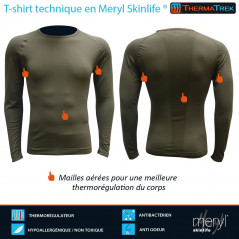T-shirt Thermatrek manches longues thermorégulateur, antibactérien, hypoallergénique et anti-odeur