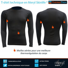 T-shirt Thermatrek manches longues thermorégulateur, antibactérien, hypoallergénique et anti-odeur
