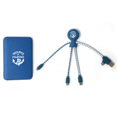 Batterie externe 5000 mAh – Bleue + Câble multi-connecteurs