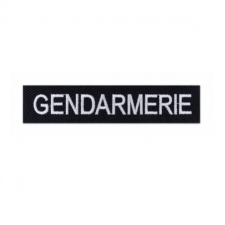 Bande Gendarmerie brodée fond noir velcro patch identification tactique
