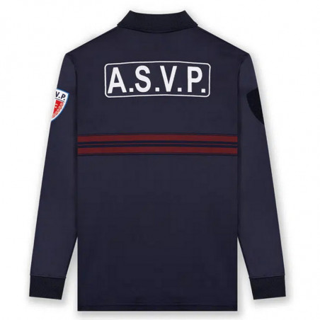 Polo ASVP Manches Longues Maille Respirante Bleu Marine