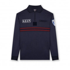 Polo ASVP Manches Longues Maille Respirante Bleu Marine
