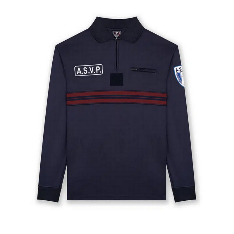 Polo ASVP Manches Longues Maille Respirante Bleu Marine Polo ASVP Manches Longues Maille Respirante Bleu Marine