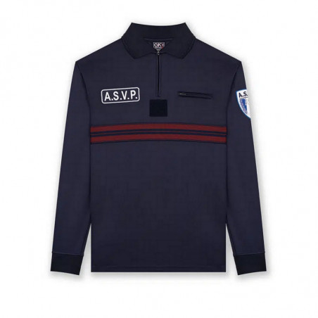 Polo ASVP Manches Longues Maille Respirante Bleu Marine