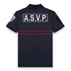 Polo ASVP Manches Courtes Zippé Maille Respirante Bleu Marine