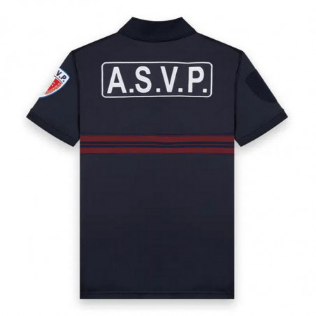 Polo ASVP Manches Courtes Zippé Maille Respirante Bleu Marine
