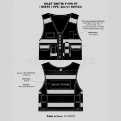 GILET THOR SECURITE PRIVEE avec pochette transparente rectangulaire| Décret 180723