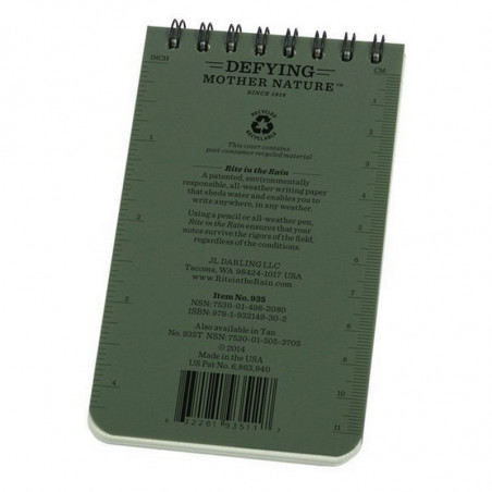 Carnet reliure 7.6 x 12.7cm Vert