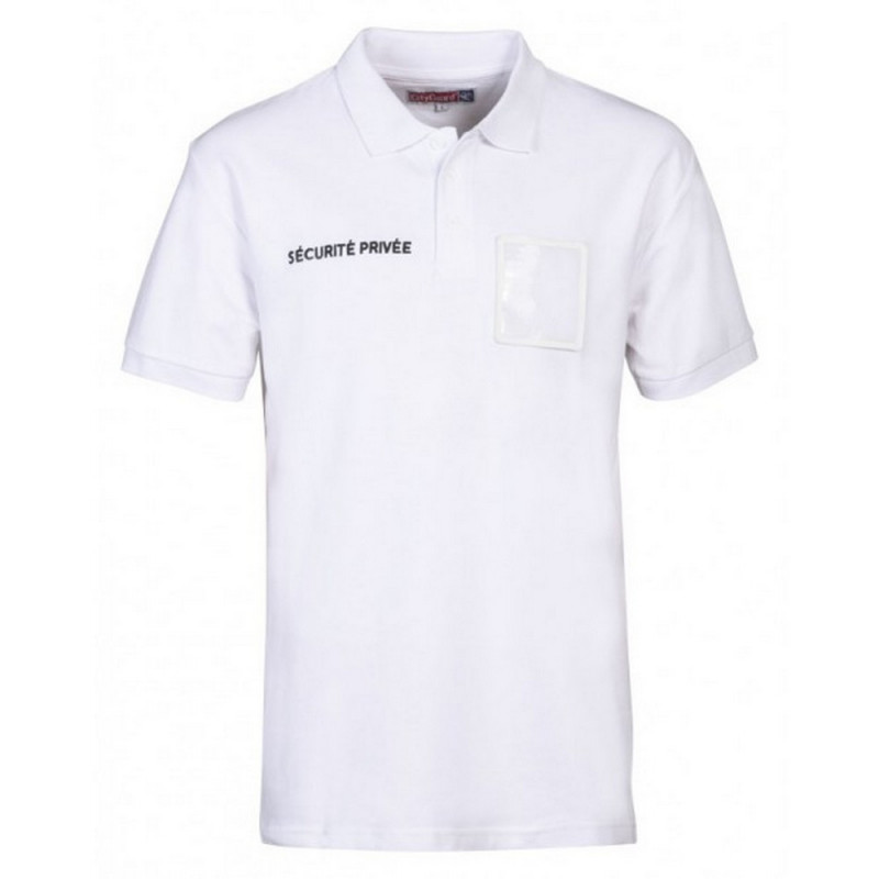 Polo blanc Sécurité Privé avec grande fenêtre