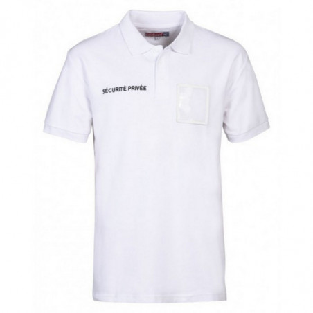 Polo blanc Sécurité Privé avec grande fenêtre