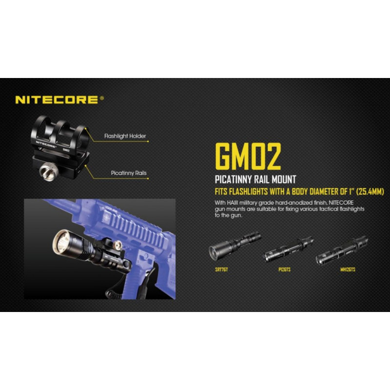 Montage lampe avec rail Picatinny NITECORE