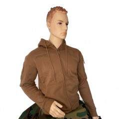 Sweat-shirt avec capuche et zip coyote FRENCH ARMY