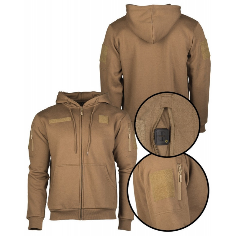 Sweat-shirt avec capuche et zip coyote FRENCH ARMY