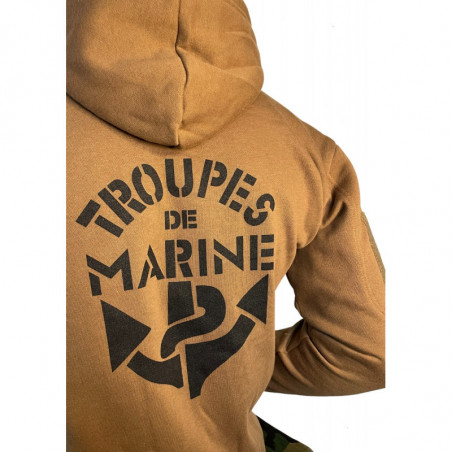 Sweat-shirt avec capuche et zip coyote TROUPES DE MARINE
