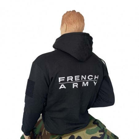 Sweat-shirt avec capuche et zip noir FRENCH ARMY