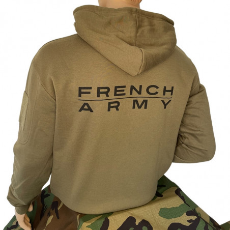 Sweat-shirt vert avec capuche et zip FRENCH ARMY
