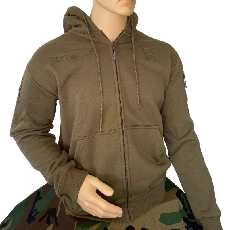 Sweat-shirt vert avec capuche et zip FRENCH ARMY