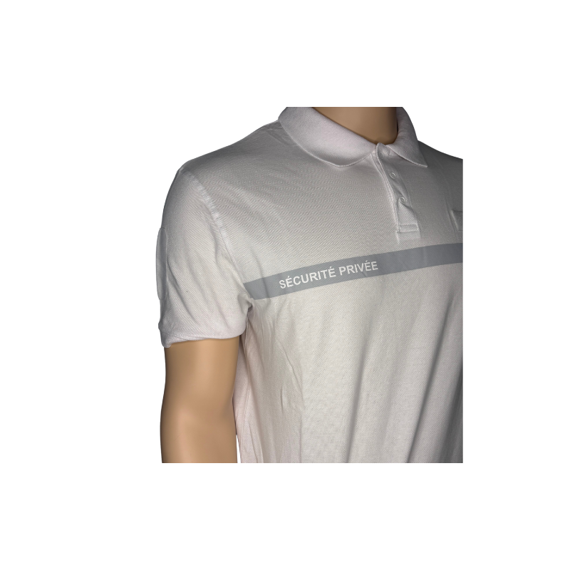 Polo blanc manches courtes Sécurité Privée GK SAFETEK®