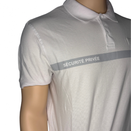 Polo blanc manches courtes Sécurité Privée GK SAFETEK®