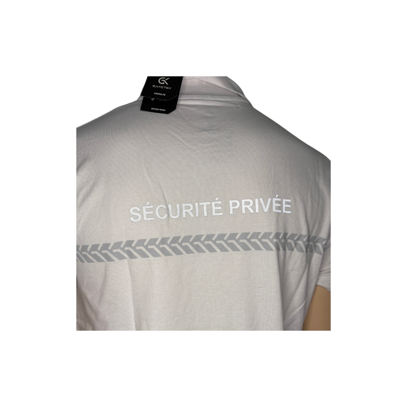 Polo blanc manches courtes Sécurité Privée GK SAFETEK®