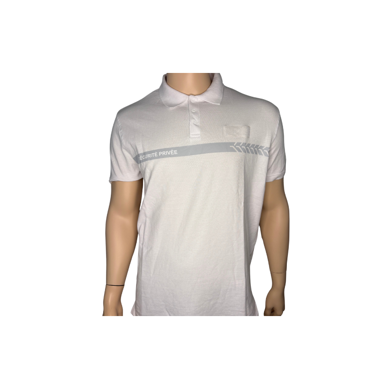 Polo blanc manches courtes Sécurité Privée GK SAFETEK®