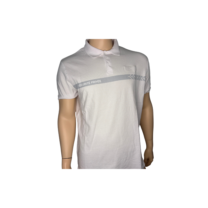 Polo blanc manches courtes Sécurité Privée GK SAFETEK®