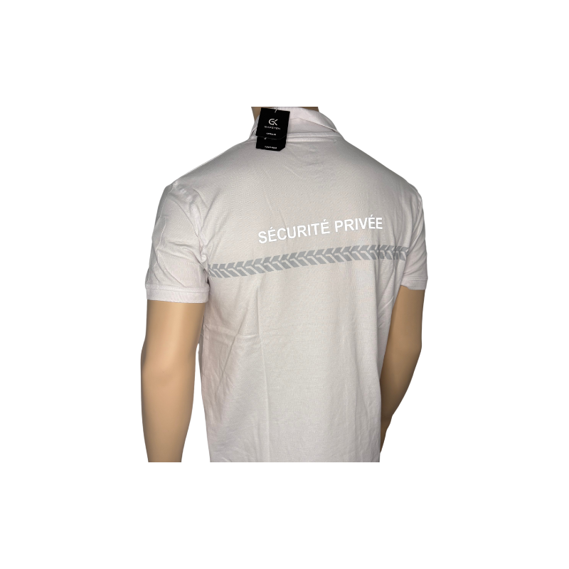 Polo blanc manches courtes Sécurité Privée GK SAFETEK®